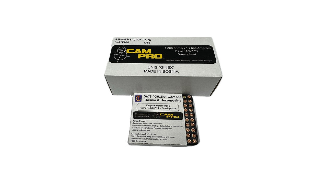 Campro Unis Ginex Small Pistol Primers – 1000/Box